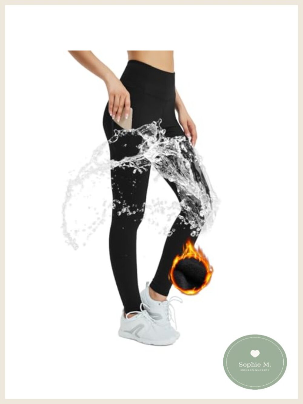 Fleece Lined Water Resistant Thermal Leggings High Waist Tummy Control Yoga